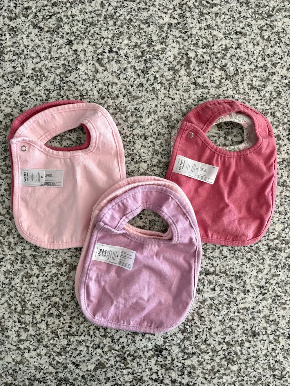 Carter's Child of Mine—Water Resistant Snap Clasp Cotton Baby Bibs (Set of 7)